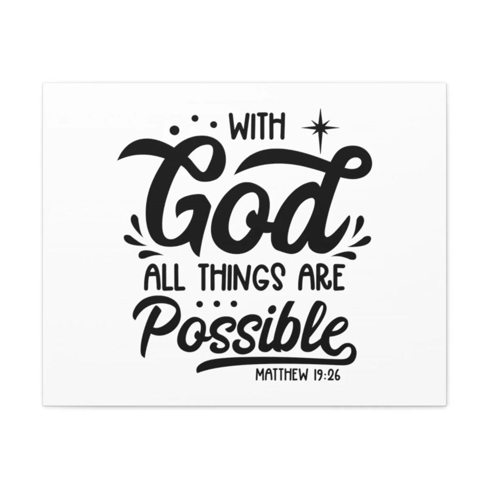 Scripture Walls With God Matthew 19:26 Bible Verse Canvas Christian Wall Art